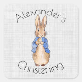 ピーターのパーソナライズうさぎ《キリスト教》洗礼式や命名式 スクエアシール (正面)