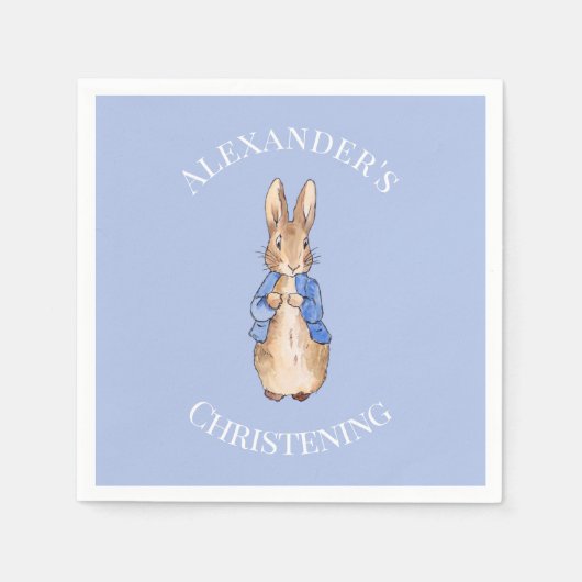 ピーターのパーソナライズうさぎ《キリスト教》洗礼式や命名式 スタンダードカクテルナプキン (正面)