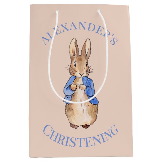 ピーターのパーソナライズうさぎ《キリスト教》洗礼式や命名式 ミディアムペーパーバッグ (正面)