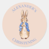 ピーターのパーソナライズうさぎ《キリスト教》洗礼式や命名式 ラウンドシール (正面)