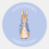 ピーターのパーソナライズうさぎ《キリスト教》洗礼式や命名式 ラウンドシール (正面)