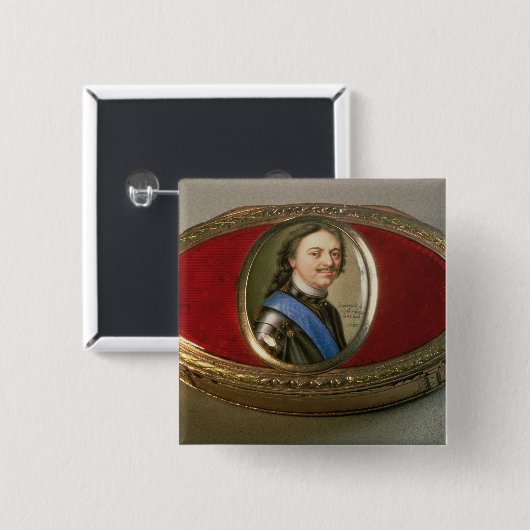 ピーターのポートレートのミニチュアが付いているかぎたばこ箱 缶バッジ (正面&裏面)