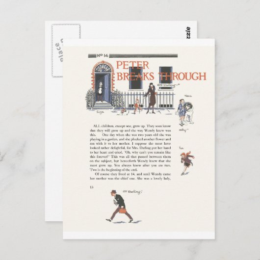 ピーターの壊れ目、ピーターパンのヴィンテージのイメージ ポストカード (正面/裏面)