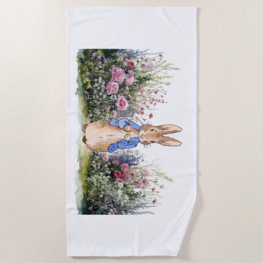 ピーターの花壇のウサギ ビーチタオル (正面)