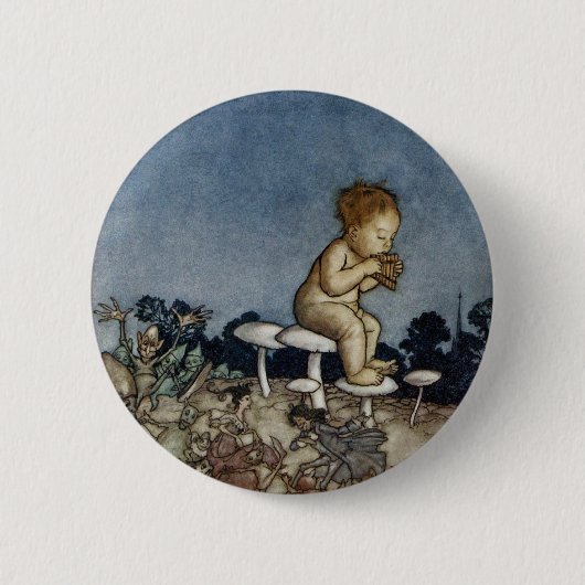 ピーターは彼のフルートを演奏しました 缶バッジ (正面)