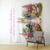 ピーターをパーソナライズウサギの最初の誕生日パーティー タペストリー (インサイチュ)