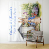 ピーターをパーソナライズウサギの最初の誕生日パーティー タペストリー (インサイチュ)