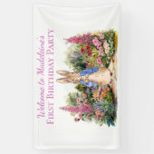 ピーターをパーソナライズウサギの最初の誕生日パーティー 横断幕 (縦)