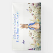 ピーターをパーソナライズウサギの最初の誕生日パーティー 横断幕 (縦)