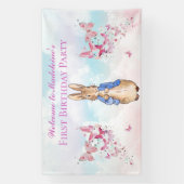 ピーターをパーソナライズウサギの最初の誕生日パーティー 横断幕 (縦)