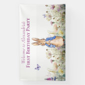 ピーターをパーソナライズウサギの最初の誕生日パーティー 横断幕 (縦)