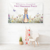 ピーターをパーソナライズウサギの最初の誕生日パーティー 横断幕 (インサイチュ)