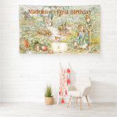 ピーターをパーソナライズウサギの最初の誕生日パーティー 横断幕 (インサイチュ)
