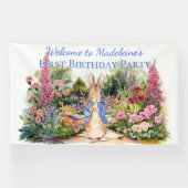 ピーターをパーソナライズウサギの最初の誕生日パーティー 横断幕 (横)