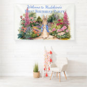 ピーターをパーソナライズウサギの最初の誕生日パーティー 横断幕 (インサイチュ)