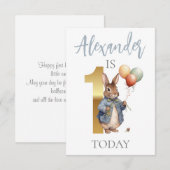 ピーターをパーソナライズウサギの最初の誕生日 (正面/裏面)