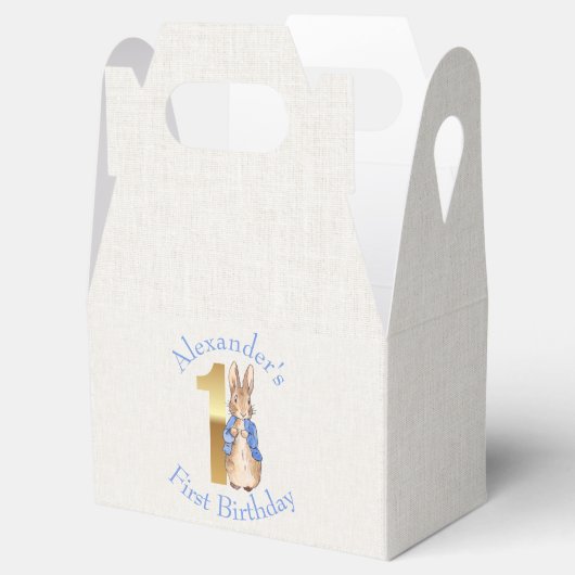 ピーターをパーソナライズウサギの最初の誕生日 フェイバーボックス (オープン)