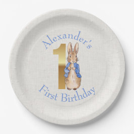 ピーターをパーソナライズウサギの最初の誕生日 ペーパープレート