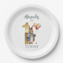 ピーターをパーソナライズウサギの最初の誕生日 ペーパープレート
