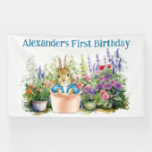 ピーターをポットの最初の誕生日パーティーでパーソナライズ 横断幕 (横)