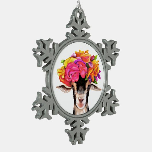 ピータークリスマスオーナメントポゼイ山羊 スノーフレークピューターオーナメント (左)