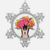 ピータークリスマスオーナメントポゼイ山羊 スノーフレークピューターオーナメント (正面)