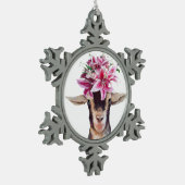 ピータークリスマスオーナメントリリー山羊 スノーフレークピューターオーナメント (左)