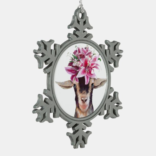 ピータークリスマスオーナメントリリー山羊 スノーフレークピューターオーナメント (左)