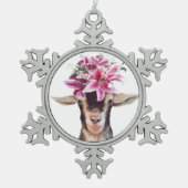 ピータークリスマスオーナメントリリー山羊 スノーフレークピューターオーナメント (正面)