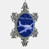 ピータークリスマスオーナメント – 飛行機 スノーフレークピューターオーナメント (左)