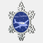 ピータークリスマスオーナメント – 飛行機 スノーフレークピューターオーナメント (右)