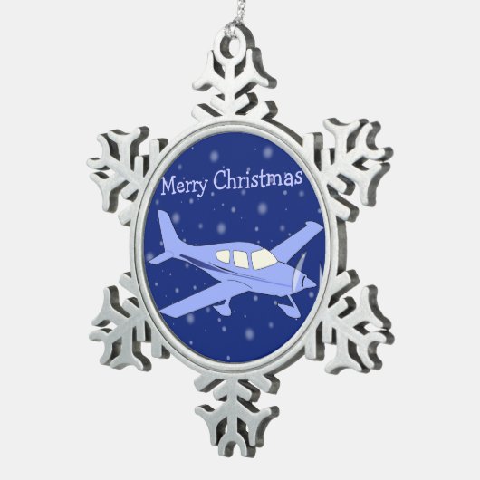 ピータークリスマスオーナメント – 飛行機 スノーフレークピューターオーナメント (右)