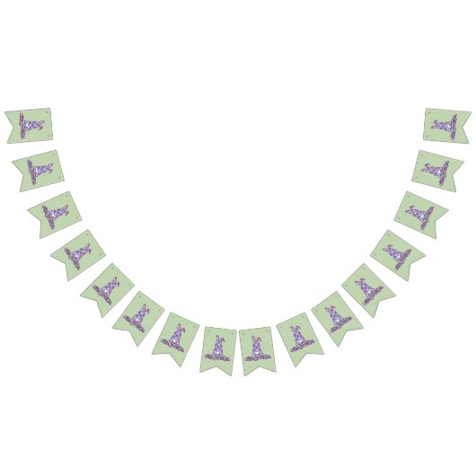 ピーターコットンテールパープルプレイドイースターバニー バンティングフラッグ (全)