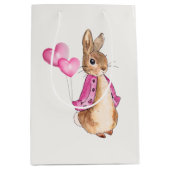 ピーターザラビットとピンクのハートバルーン ミディアムペーパーバッグ (正面)