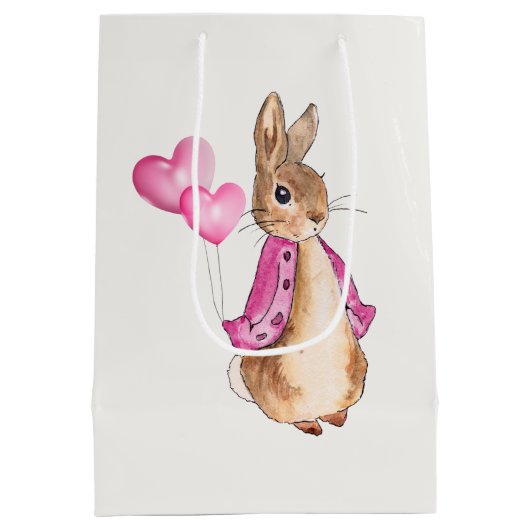 ピーターザラビットとピンクのハートバルーン ミディアムペーパーバッグ (裏面)