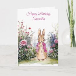 ピーターザラビットのピンクのジャケットをカスタマイズ カード