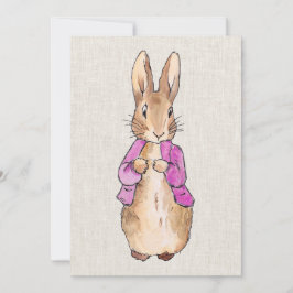 ピーターザラビットのピンクのジャケット　ベージュのリネン質感 招待状