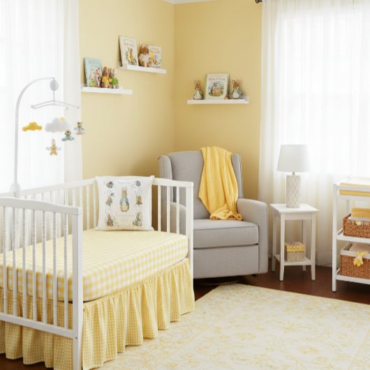 ピーターザラビットイエローギンガム誕生統計 クッション