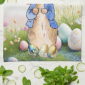 ピーターザラビットイースターエッグとワイルドフラワー キッチンタオル (折り畳み)