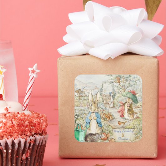 ピーターザラビットガーデンストーリーブック誕生日 スクエアシール (パーティー)