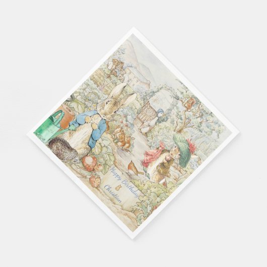 ピーターザラビットガーデンストーリーブック誕生日 スタンダードランチョンナプキン (角)