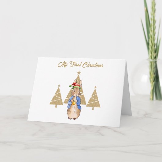 ピーターザラビットサンタハット初めてのクリスマスツリー カード (正面)
