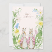 ピーターザラビットツインズ開花ピンク赤ちゃんシャワー 招待状 (裏面)