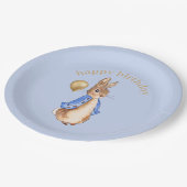 ピーターザラビットハッピーバースデー金ゴールドバルーン ペーパープレート (アングル)