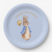 ピーターザラビットハッピーバースデー金ゴールドバルーン ペーパープレート (正面)