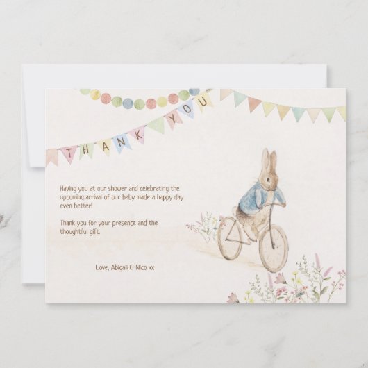 ピーターザラビットバニー男女兼用ブックスベビー サンキューカード (正面)
