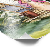 ピーターザラビットピンクジャケットガーデンが流れ落ちた フォトプリント            (角)