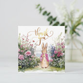 ピーターザラビットピンクジャケットガーデン サンキューカード (スタンド正面)