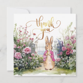 ピーターザラビットピンクジャケットガーデン サンキューカード