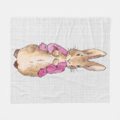 ピーターザラビットピンクジャケットグレーリネン フリースブランケット (正面(横))